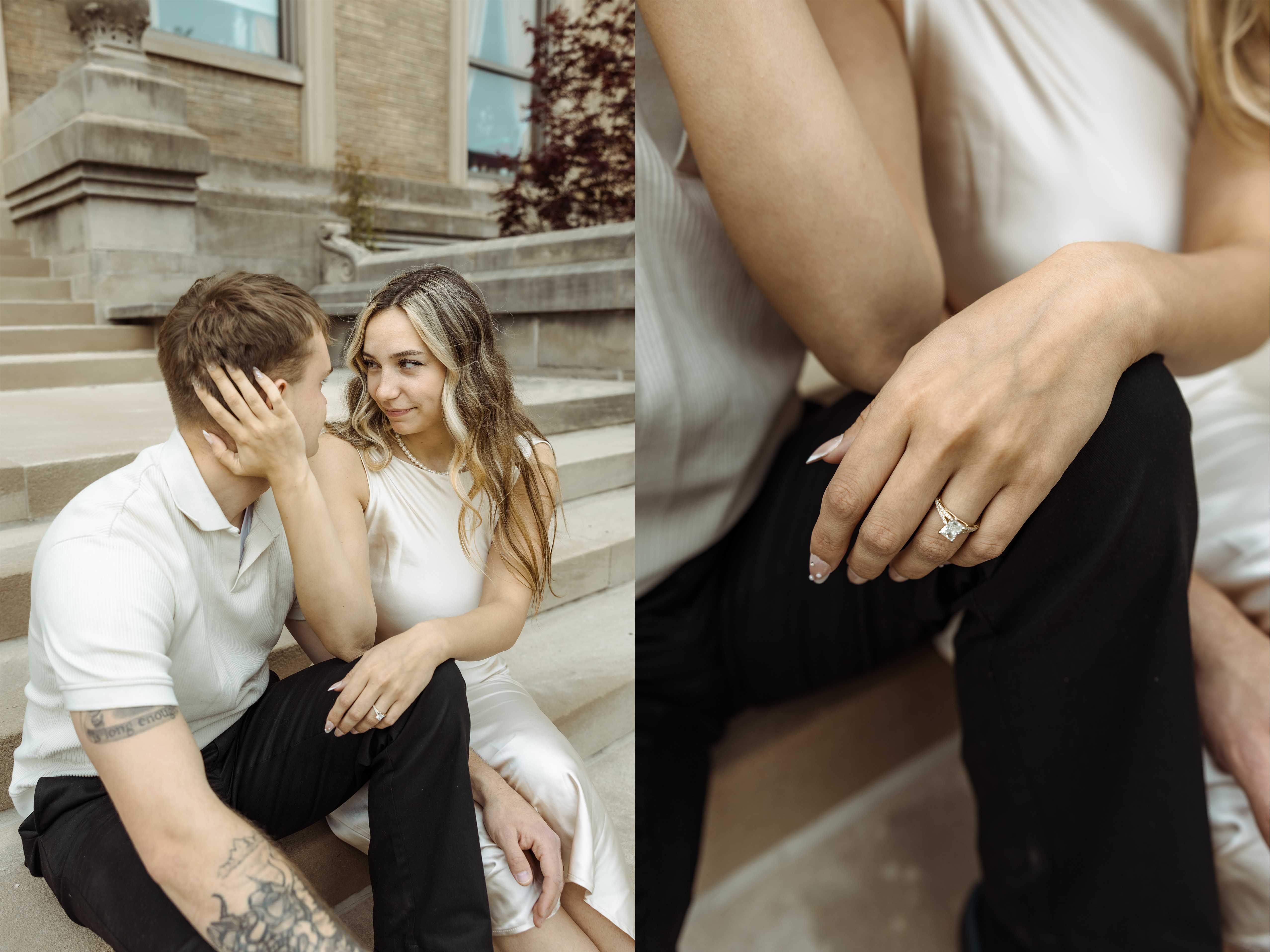 Downtown Cedar Rapids Engagement Pictures, Cedar Rapids, Iowa