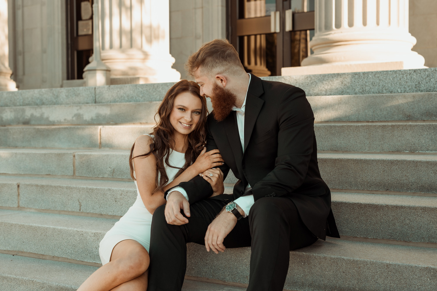 Downtown Cedar Rapids Engagement Pictures, Cedar Rapids, Iowa